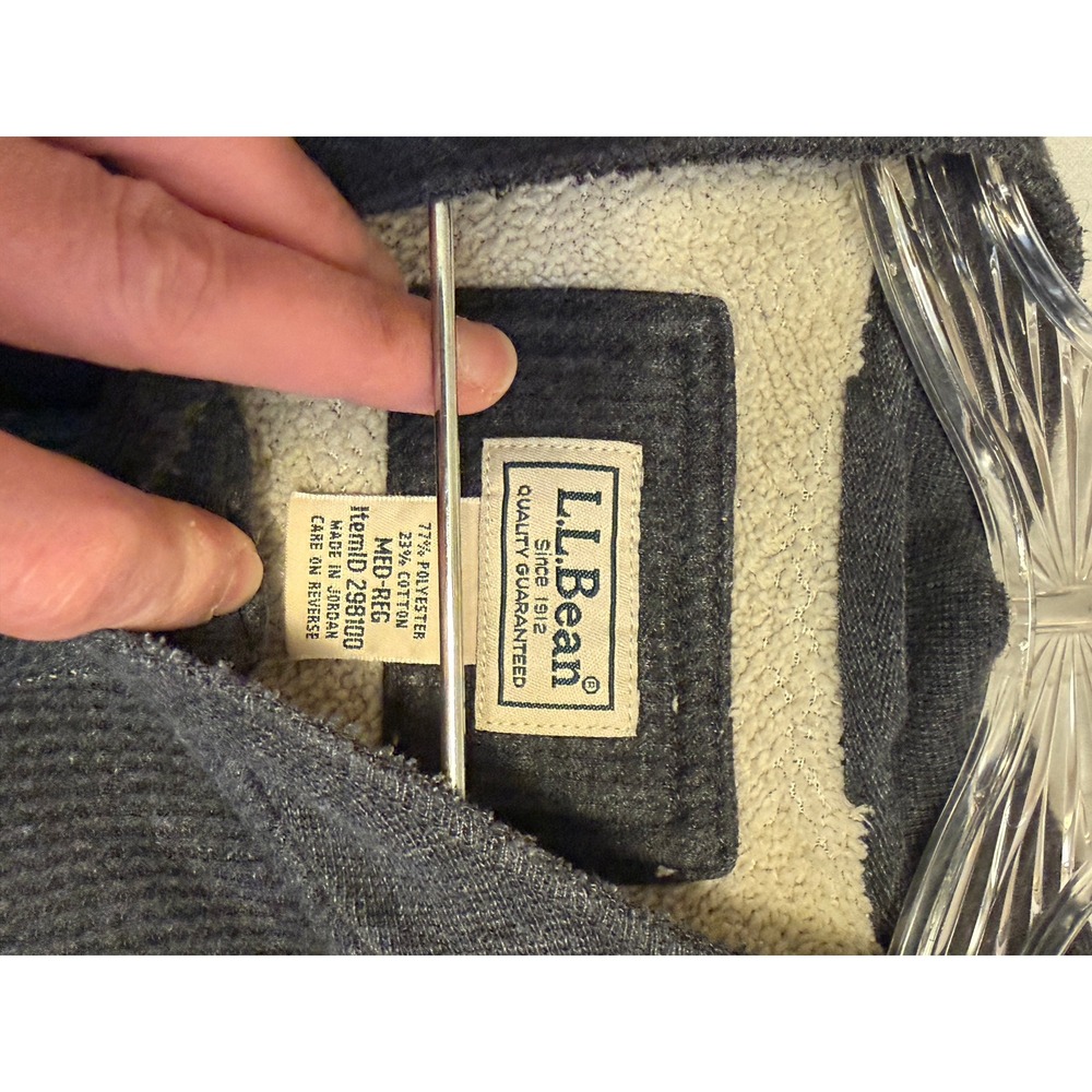 LL Bean Katahdin Iron Works Sherpa Lined Waffle Henley Men's Medium Charcoal - Picture 3 of 5